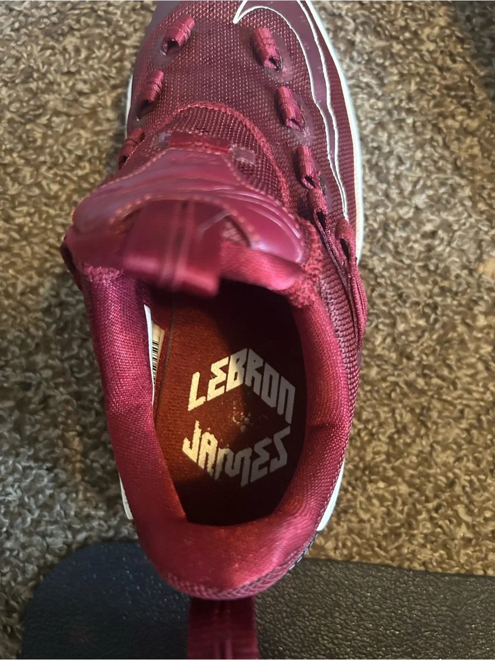 Nike Kids LeBron James Maroon Sneakers with White Swoosh